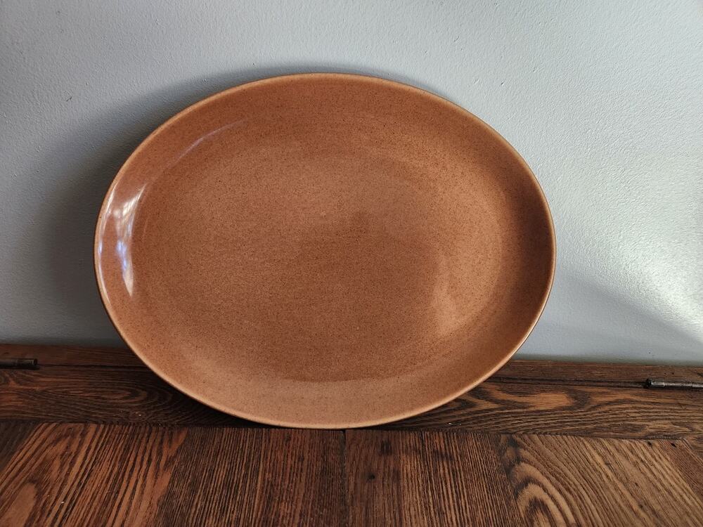 Rare MCM Iroquois Casual China By Russell Wright 13" Oval Platter Brown